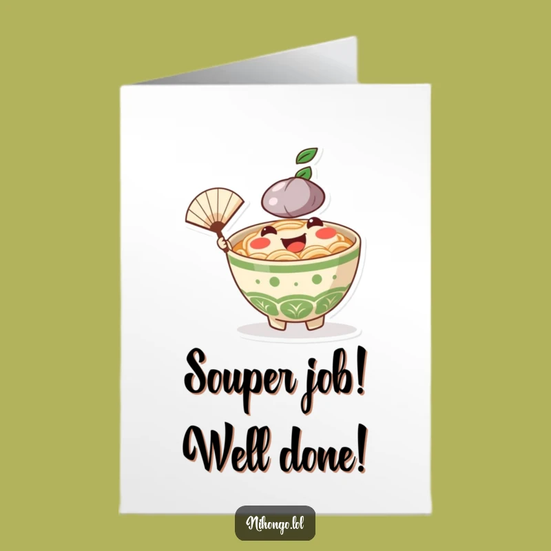 Free Printable Ramen Congratulations Card: Waving Noodle Guy Downloadable for Your Best Wishes!