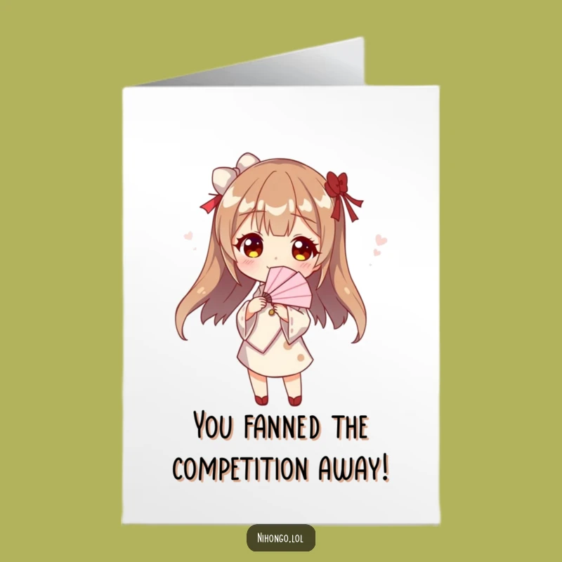 Free Printable Congrats Card: Fan Pose Character, Chic Funny Downloadable for Triumphs