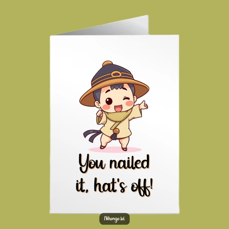 Free Printable Congrats Card: Dynamic Pose Character, Humorous Downloadable Gift