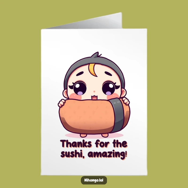 Free Printable Thank You Card: Surprised Character Giant Sushi Gift