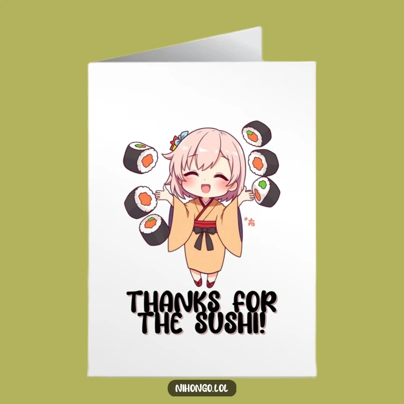 Free Printable Thank You Card: Sushi Juggling Gratitude, Funny Downloadable Gift!