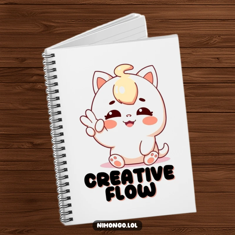 Funny notebook with a cover showing a character happily making a shaka sign, perfect for relaxed and happy note-taking.