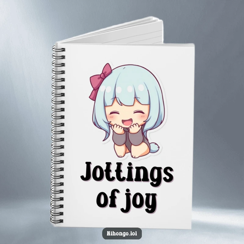 Funny bowing character notebook, a journal featuring a figure bowing deeply with a happy smile, ideal for jotting down thoughts and ideas.