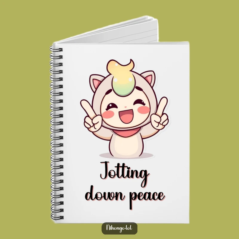 Funny Peace Sign Notebook: Cheerful Character for Jotting Down Happy Thoughts