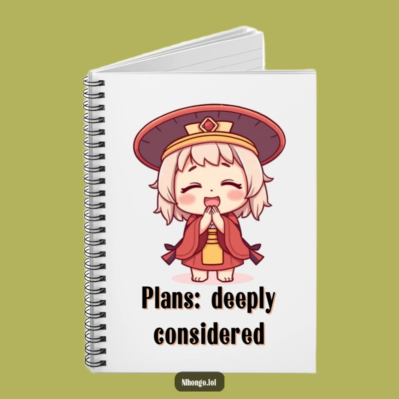 Funny Bowing Character Notebook: Japanese Hat Journal, A Polite Funny Gift