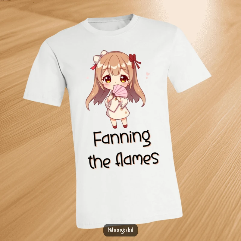 Funny fan dancer t-shirt featuring a character striking a pose with a paper fan, showcasing style and playful movement.