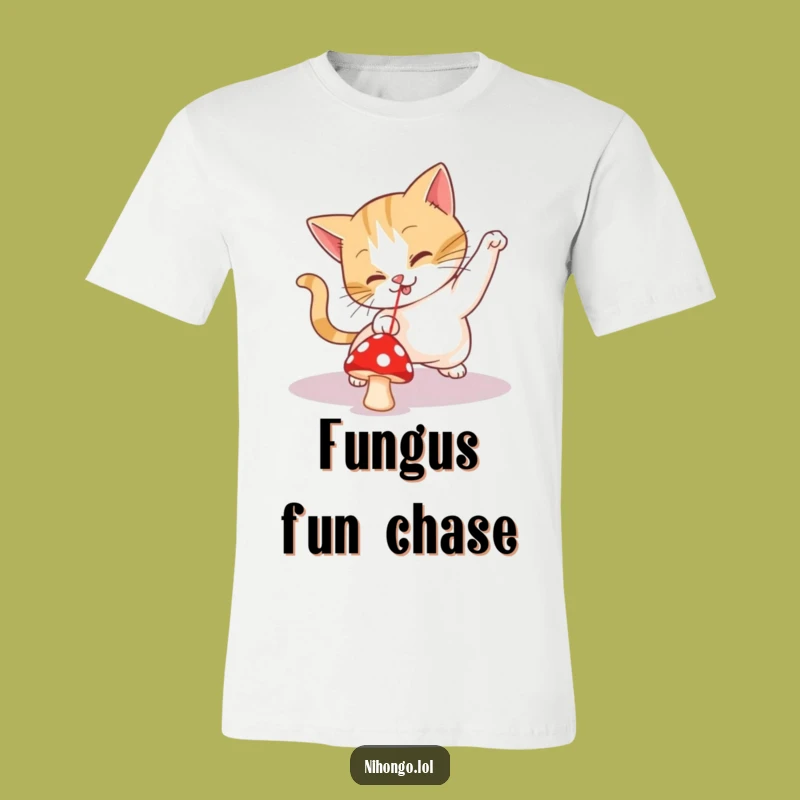 Funny Cat Mushroom Tee: Stealthy Cat Hunting Fungi, Hilarious Pet Lover Gift!