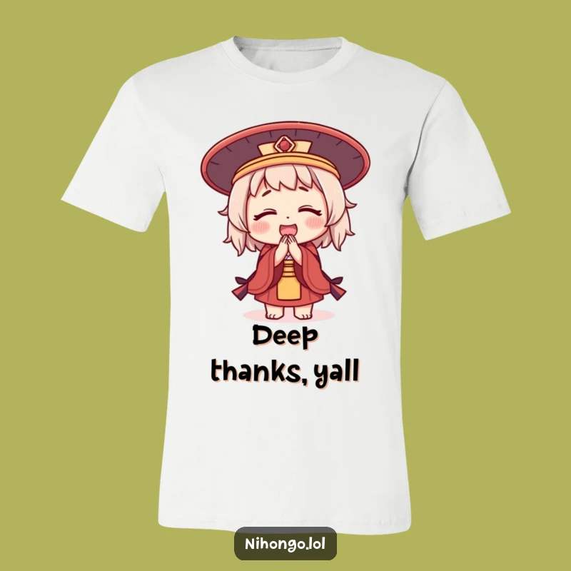 Funny Bowing Character T-Shirt: Japanese Hat Greeting, A Polite Funny Gift Tee