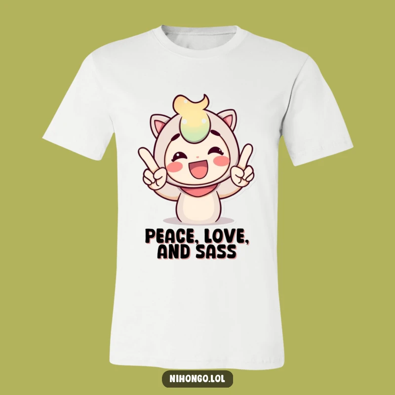 Funny Peace Sign T-Shirt: Cheerful Character Expressing Good Vibes for You