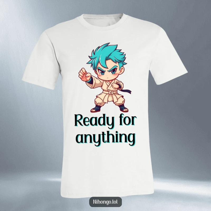Funny t-shirt depicting a determined character striking a confident and powerful martial arts pose, embodying strength and focus.