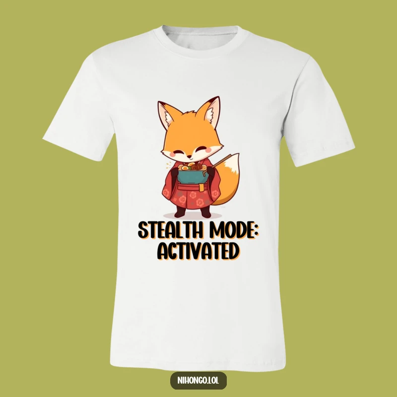Funny Stealing Ramen Fox T-Shirt: Adorable Kimono Fox, Hilarious Foodie Gift!