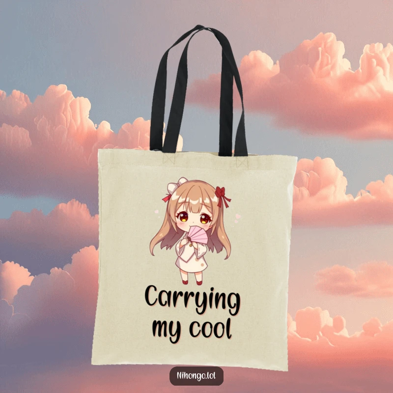 Funny fan dancer tote bag, a stylish accessory featuring a character striking a pose with a paper fan, ideal for everyday use.