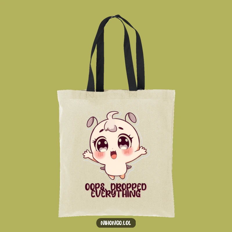 Funny Surprised Character Tote Bag: Large Eyes Jumping, Perfect Everyday Funny Gift